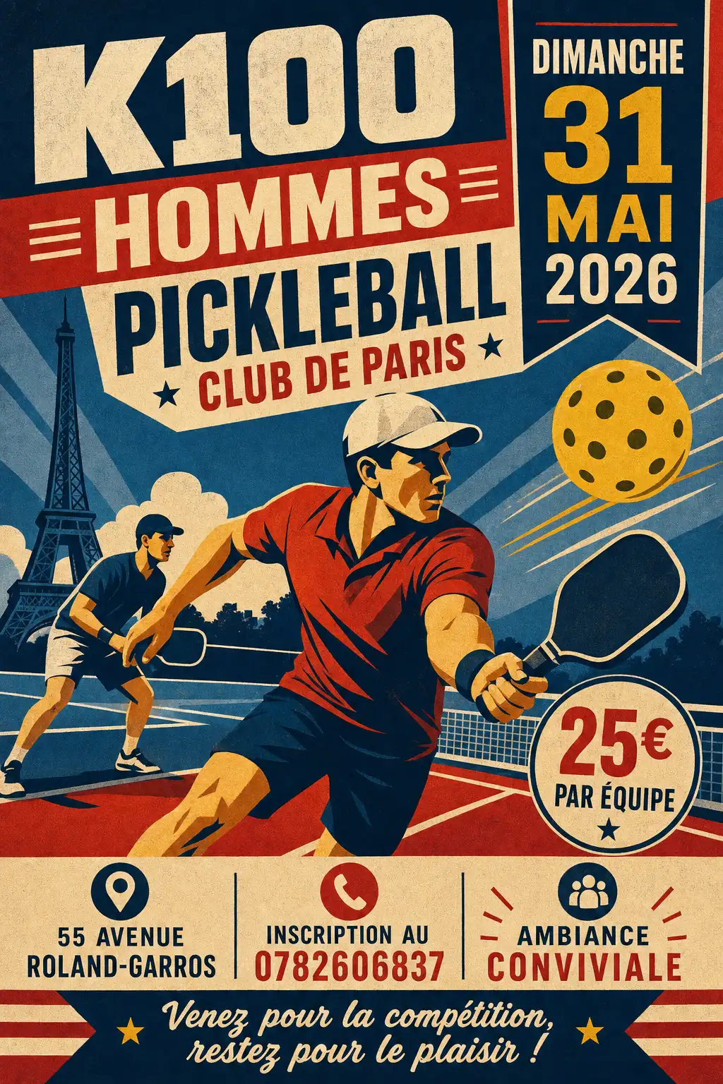 Affiche de tournoi de pickleball — exemple 3
