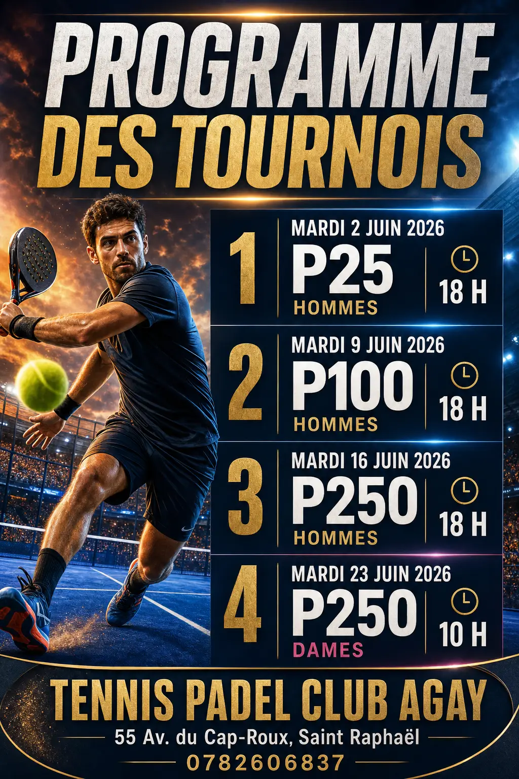 Programmation de tournois générée par CreaSporta